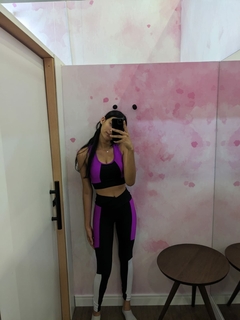 CONJUNTO LEGGING FITNESS ALINE PRETO / FUCSIA