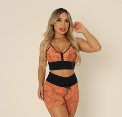 CONJUNTO SHORTS E TOP JACQUARD TERRACOTA COD 267