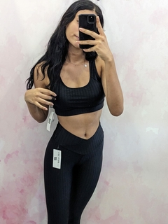 CONJUNTO TOP E LEGGING FITNESS NEW VISION PRETO 9042