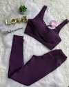 CONJUNTO TOP E LEGGING JACQUARD BASICO ROXO COD 190