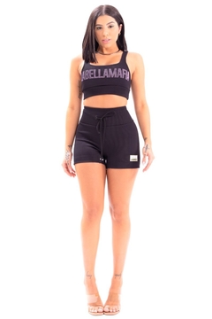 CONJ. TOP+SHORT SPORT CASUAL 24061 PRETO LABELLAMAFIA