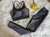 CONJUNTO TOP E LEGGING FITNESS TATTY PRETO E CINZA