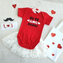 Conjunto Baby Saia Tule Eu Te Amo Papai (Vermelho/Off-white) - comprar online