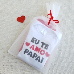 Conjunto Body Manga Curta Eu Te Amo Papai (Branco/Vermelho) - loja online