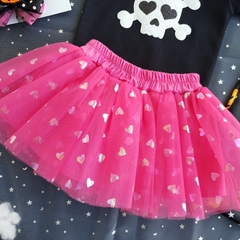 Conjunto Baby Saia Pink/coração Caveira (Body) - loja online