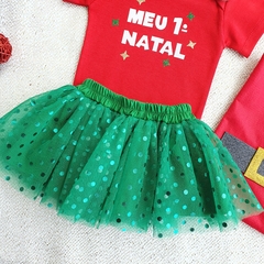 Conj. Baby Saia Tule 1° Natal (Vermelho/Verde) na internet