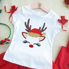 Conj. Kids Saia Tule Rena (Branco/Vermelho) - comprar online