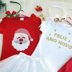 Kit Saia Tule Kids Final de Ano Papai Noel (Vermelho/Branco) - comprar online