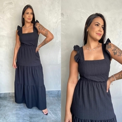 VESTIDO LONGO ALÇA TEXTURIZADO- - Gringa Store