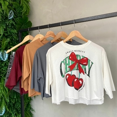 CROPED TEE CEREJA CHERRY LAÇO- - comprar online