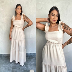 VESTIDO LONGO ALÇA TEXTURIZADO- - Gringa Store