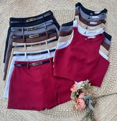 CONJUNTO CROPPED E SHORT COM CINTO- - comprar online