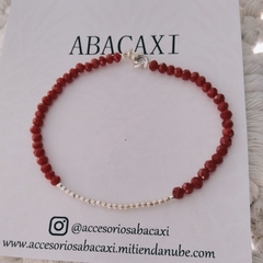 pulsera cristales rojos y bolitas - comprar online