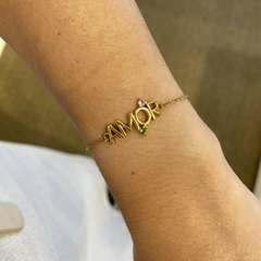 PULSEIRA AMOR 2 CRISTAIS DOURADO