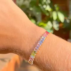 PULSEIRA REGULAVEL RIVIERA PINGENTE ZIRCONIA BAGUETE DOURADA