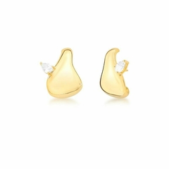 BRINCO EARHOOK ORGANIC GOTA ZIRCÔNIA DOURADO