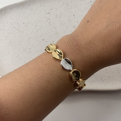 PULSEIRA POLIDO GOTAS MIX DE BANHO DOURADO E RÓDIO BRANCO - comprar online