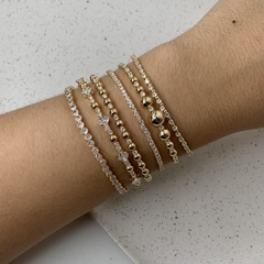 BRACELETE PONTO DE LUZ E ZIRCÔNIA COM BOLINHA DOURADO