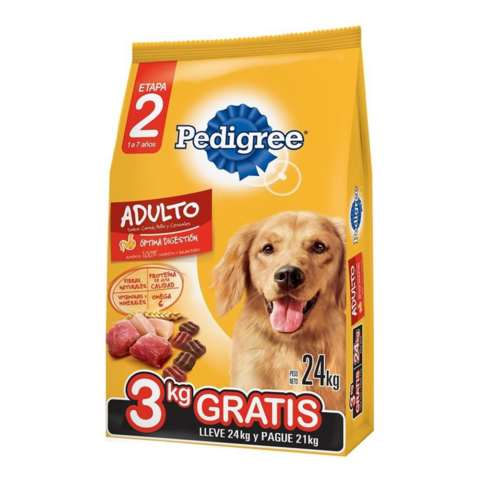 Alimento Pedigree Perro Adulto Carne 21Kg + 3Kg