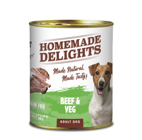 Homemade Delights Perro Beef & Veg x 340 Grs. - Carne y Vegetales -