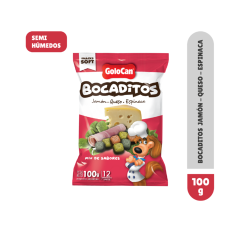 Golocan Bocaditos de Jamón Queso y Espinaca 100Grs