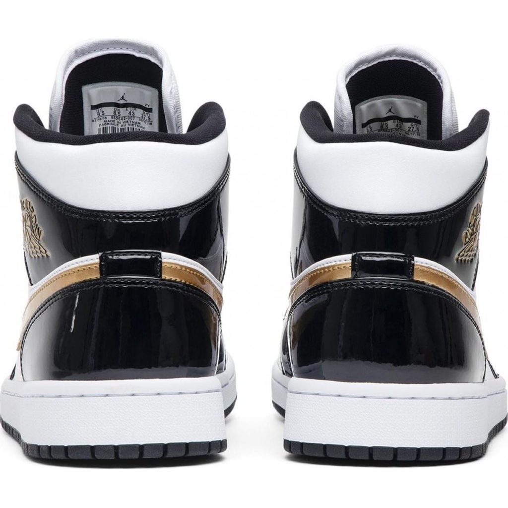 T nis Air Jordan 1 Mid Patent Black Gold ZuAngel