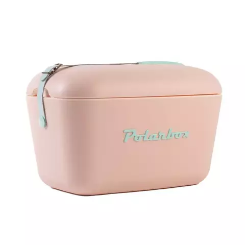 Conservadora retro Polarbox Rosa - con asa Verde Agua 20 lts