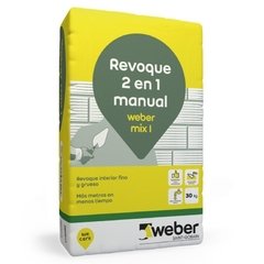 Revoque Interior Manual Weber Mix 2 en 1 Gris x 30 Kg