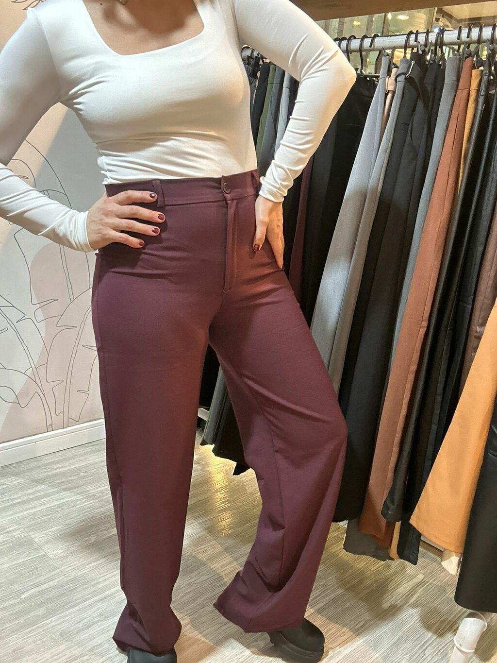 PANTALON TELA SASTRERA WIDE LEG AY CARMELA