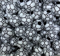 Miçanga de Bola de Futebol de Plástico Branca e Preta