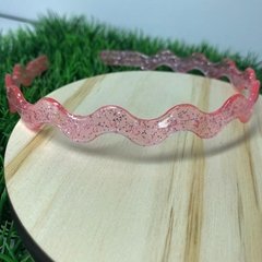 Tiara Ondulada com Glitter 10mm Rosa Pink