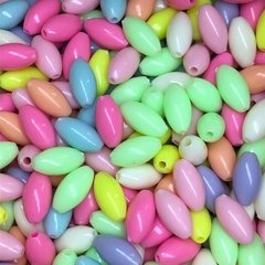 Miçanga Oval Furo Passante 13x8mm Candy Colors