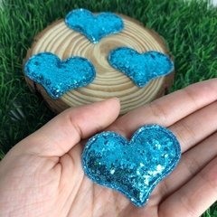 Aplique de Coração com Brilho - Azul - comprar online