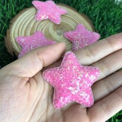 Aplique de Estrela com Brilho - Rosa Claro