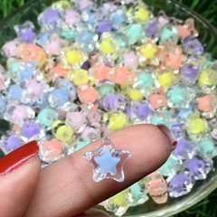 Miçanga Estrela Transparente Miolo Colorido 10mm