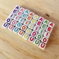 Miçanga Infantil 50 VOGAIS Alfabeto Cubo Letras Bijuteria