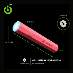 LINTERNA UV/LED PORTATIL 3W ROSA CHERIMOYA - comprar online