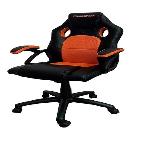 Silla de escritorio Lüsqtoff SGL100-9 gamer ergonómica negra y naranja con tapizado de cuero sintético