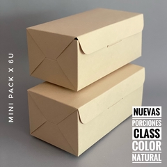 MINI PACK x 6 u PORCIONES Class sin VISOR (19x10x8 cm) Nueva! Color natural