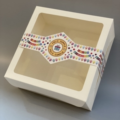 MINI PACK x 6 u DELY 22 V con visor (22x22x10 cm) con Faja Ilustrada "FELIZ CUMPLE - Globos"