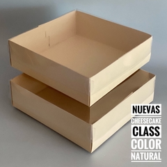 MINI PACK x 6 u CHEESECAKE CLASS (25x25x 7.5 cm) CAJA PARA TARTAS / PETIT FOURS - Nueva ! color natural