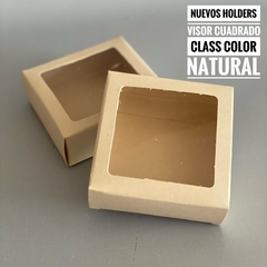 MINI PACK x 6 u HOLDER CLASS visor CUADRADO para Cookie / Minidonut / Macarons / Golosinas - Nuevo ! Color natural