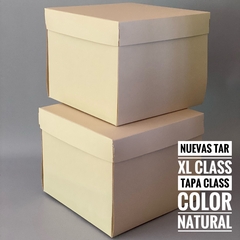 MINI PACK x 2 u TAR XL Class tapa Class (28x28x20 cm) CAJA PARA TORTAS / DRIP CAKES Nuevas! (color Natural)