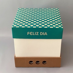 Mini Pack x 2 u FELIZ 05 - DRIP BOX 25 - FELIZ DIA CORAZONES ACQUA (25x25x25 cm) en internet