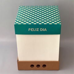 Mini Pack x 2 u FELIZ 05 - DRIP BOX 32 - FELIZ DIA CORAZONES ACQUA (25x25x32 cm) en internet