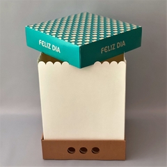 Mini Pack x 2 u FELIZ 05 - DRIP BOX 32 - FELIZ DIA CORAZONES ACQUA (25x25x32 cm)