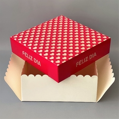 Pack x 6 u FELIZ 06 - MTAR + DIVISIONES - FELIZ DIA CORAZONES FUXIA (25x25x 11 cm) DEGUSTACION