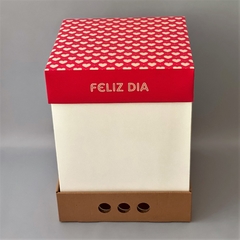 Mini Pack x 2 u FELIZ 06 - DRIP BOX 32 - FELIZ DIA CORAZONES FUXIA (25x25x32 cm) en internet