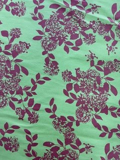 Gabardina Estampada - Florones Fondo Verde