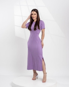 Vestido Midi Luna - Poá Lavanda (Veste até 44)